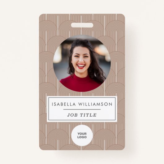 Terracotta茶色の線ユニーク従業員の写真ID バッジ (正面)