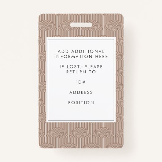 Terracotta茶色の線ユニーク従業員の写真ID バッジ (裏面)