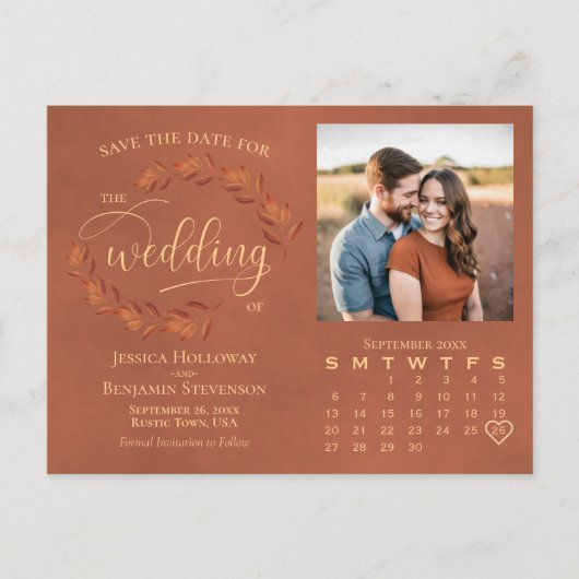 Terracotta離れ写真カ結婚レ救ンダの日付 案内ポストカード (正面)