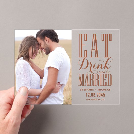 Terracotta食べドリンクとBe結婚した Photo アクリル招待状 (インサイチュ (ポータブル))