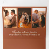 Terracotta 3 ミニマル in 1フォトコラージュ結婚ズ 三つ折り招待状 (内部最初)