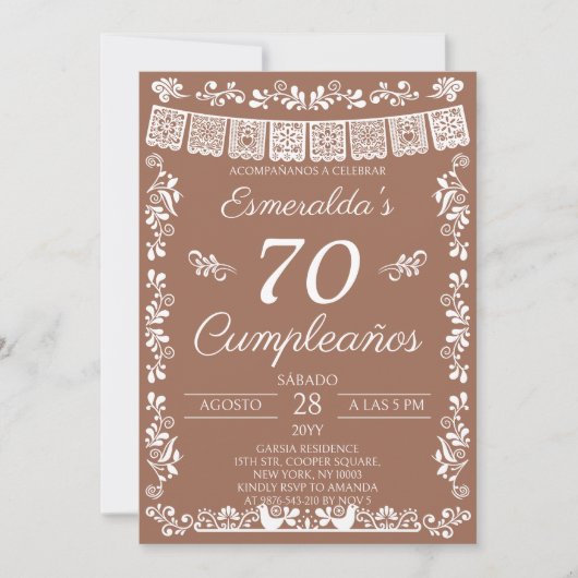 Terracotta 70 Cumpleaños Birthday Party 招待状 (正面)