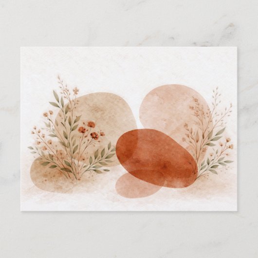 Terracotta Abstract Boho Botanical Watercolor ポストカード (正面)