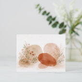 Terracotta Abstract Boho Botanical Watercolor ポストカード (スタンド正面)