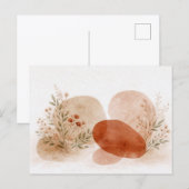 Terracotta Abstract Boho Botanical Watercolor ポストカード (正面/裏面)