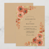 Terracotta Alluring Autumnal Wedding 招待状 (正面/裏面)