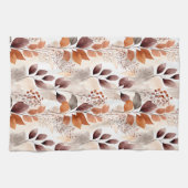 Terracotta and Burgundy Fall Leaves | Boho Autumn キッチンタオル (横)