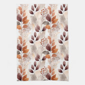 Terracotta and Burgundy Fall Leaves | Boho Autumn キッチンタオル (縦)
