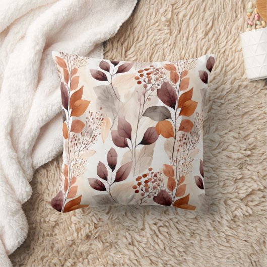 Terracotta and Burgundy Fall Leaves | Boho Autumn クッション (ブランケット)