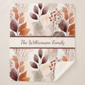 Terracotta and Burgundy Fall Leaves | Boho Autumn シェルパブランケット (正面)