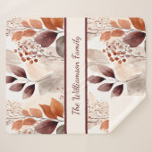 Terracotta and Burgundy Fall Leaves | Boho Autumn シェルパブランケット (正面(横))