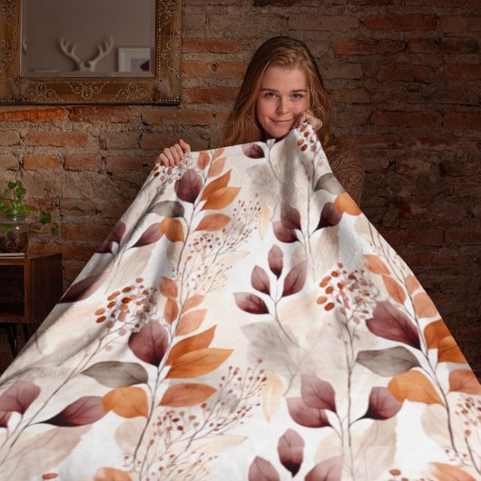Terracotta and Burgundy Fall Leaves | Boho Autumn シェルパブランケット