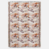 Terracotta and Burgundy Fall Leaves | Boho Autumn スローブランケット (正面縦)