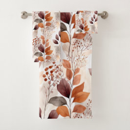 Terracotta and Burgundy Fall Leaves | Boho Autumn バスタオルセット