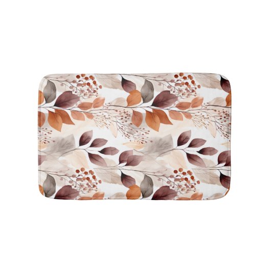 Terracotta and Burgundy Fall Leaves | Boho Autumn バスマット (正面)