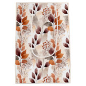 Terracotta and Burgundy Fall Leaves | Boho Autumn ミディアムペーパーバッグ (裏面)