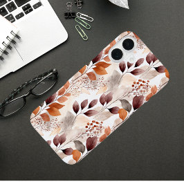 Terracotta and Burgundy Fall Leaves | Boho Autumn iPhone 16 Plusケース
