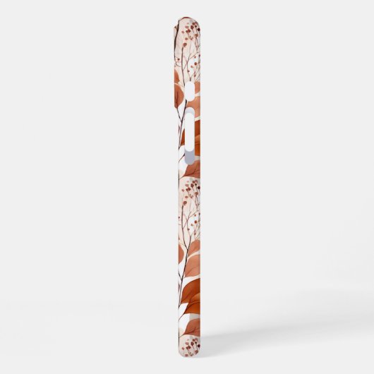 Terracotta and Burgundy Fall Leaves | Boho Autumn iPhoneケース (左側面)