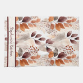 Terracotta and Burgundy Fall Leaves | Custom Boho キッチンタオル (横)