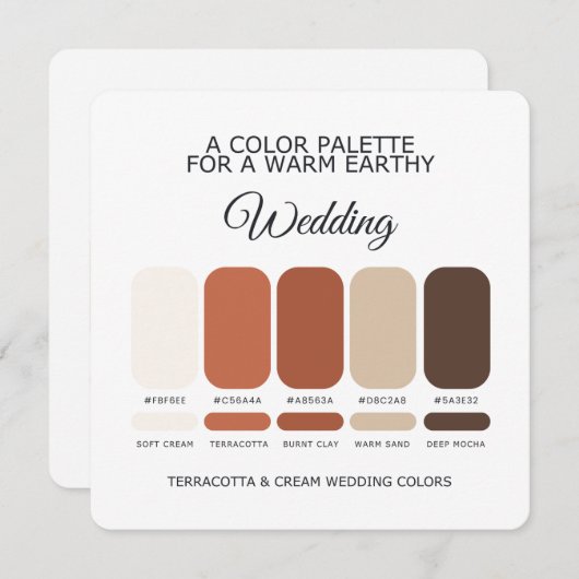 Terracotta and Cream Wedding Color Palette Card 招待状 (正面/裏面)