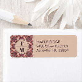 Terracotta and Dusty Rose Art Deco Return Address  ラベル
