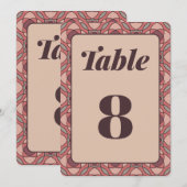 Terracotta and Dusty Rose Art Deco Table Number 招待状 (正面/裏面)
