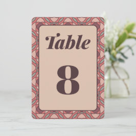 Terracotta and Dusty Rose Art Deco Table Number 招待状