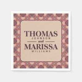 Terracotta and Dusty Rose Art Deco Wedding Paper スタンダードカクテルナプキン