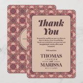 Terracotta and Dusty Rose Art Deco Wedding Thank  サンキューカード (正面/裏面)