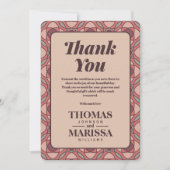 Terracotta and Dusty Rose Art Deco Wedding Thank  サンキューカード (正面)
