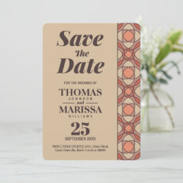 Terracotta and Mauve Art Deco Save the Date QR