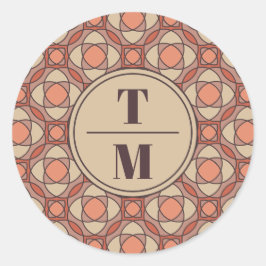 Terracotta and Mauve Art Deco Wedding Favor ラウンドシール