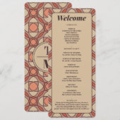 Terracotta and Mauve Art Deco Wedding Program Card プログラム (正面/裏面)
