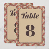 Terracotta and Mauve Art Deco Wedding Table Number 招待状 (正面/裏面)