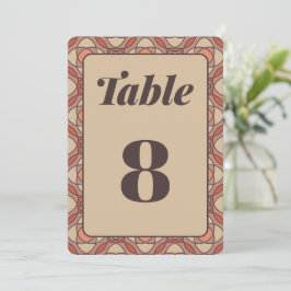 Terracotta and Mauve Art Deco Wedding Table Number 招待状