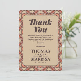 Terracotta and Mauve Art Deco Wedding Thank You サンキューカード