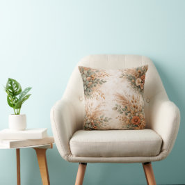 Terracotta and Sage Boho Autumn Bouquet クッション