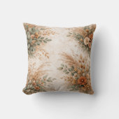 Terracotta and Sage Boho Autumn Bouquet クッション (正面)