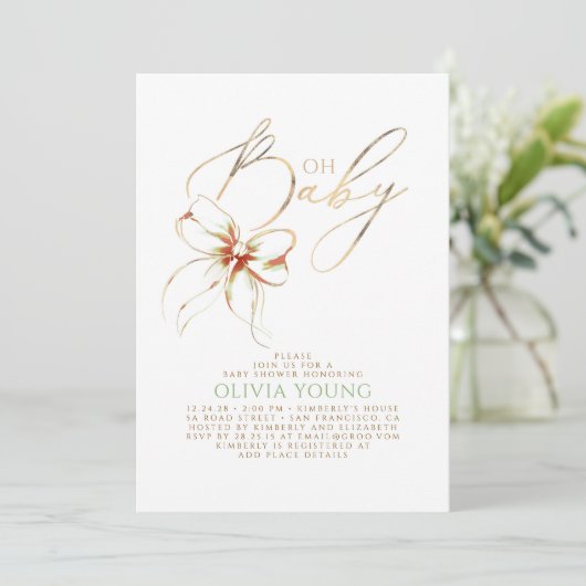 Terracotta and Sage Green Elegant Fall Baby Shower 招待状 (スタンド正面)