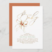 Terracotta and Sage Green Elegant Fall Baby Shower 招待状 (正面/裏面)