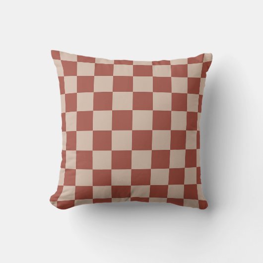 Terracotta and Tan Checkerboard クッション (正面)