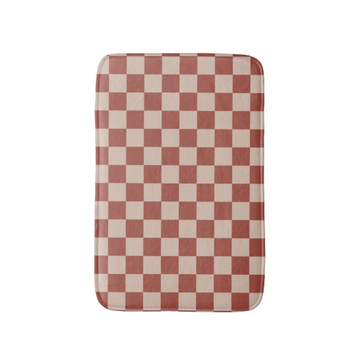Terracotta and Tan Checkerboard バスマット (正面縦)