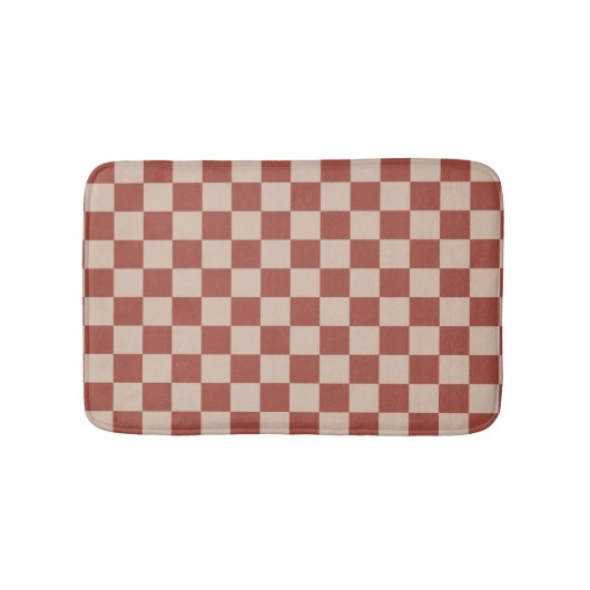 Terracotta and Tan Checkerboard バスマット (正面)
