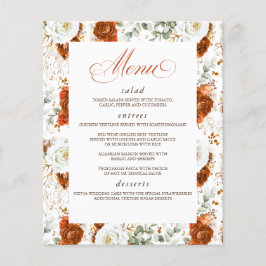 Terracotta and White Floral Elegant Wedding Menu チラシ