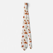 Terracotta and White Floral Wedding Neck Tie ネクタイ (正面)