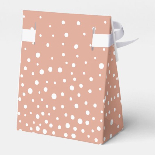 Terracotta and white polka dot pattern wedding フェイバーボックス (裏面サイド)