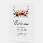 Terracotta Antlers Floral Wedding Welcome アクリルサイン (傾斜)