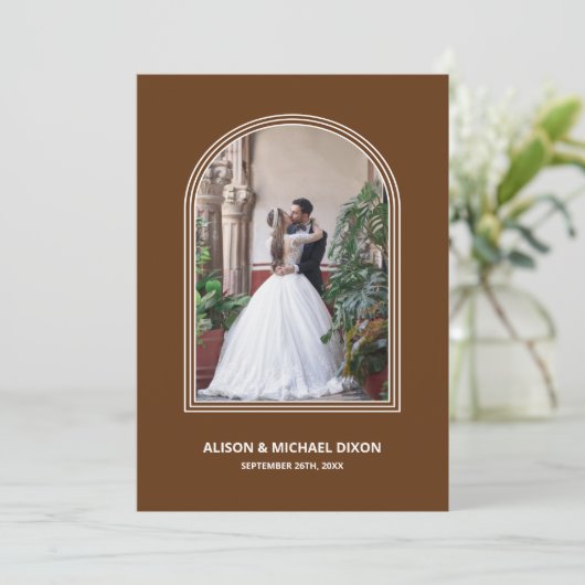 Terracotta Arch Custom Photo Wedding Reception 招待状 (スタンド正面)