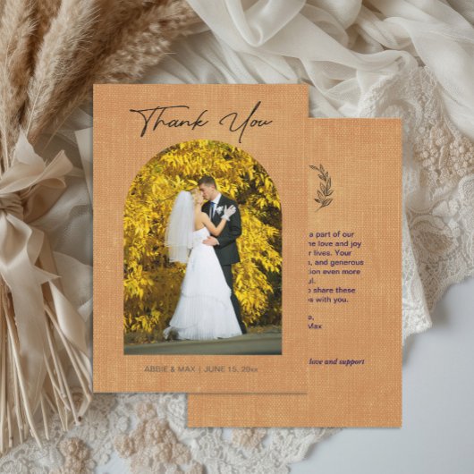 Terracotta Arch Photo Monogram Wedding Thank You サンキューカード