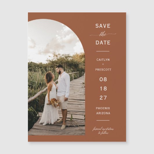 Terracotta Arch Photo Save the Date Magnetic Card (正面)